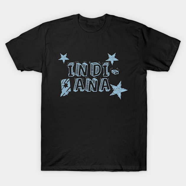 Indiana with State, Stars and Stripes T-Shirt by tropicalteesshop